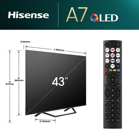 Hisense 43A7NQ 43 4K UHD (2160p) Sort Mørkegrå